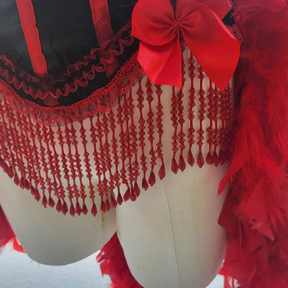 Vintage Burlesque Moulin Rouge Can-Can corset with boots costume, small? - Picture 3 of 16